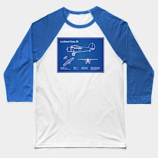 Lockheed Vega 5b of Amelia Earhart - Airplane Blueprint - AD Baseball T-Shirt